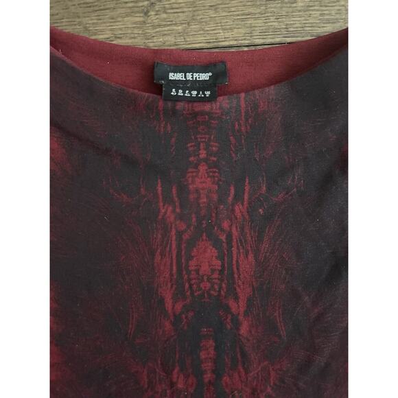 Isabel de Pedro women's Bodycon Midi Red Burgundy Boatneck Dress Black 42 8 44 - Picture 4 of 6